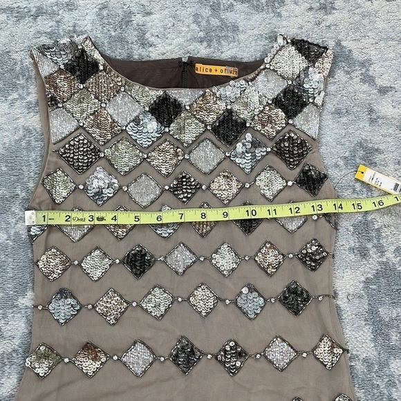 NWT Alice + Olivia Vista Beaded Dress Retro Flapper Sparkle Mini Sz 0 - Picture 8 of 17